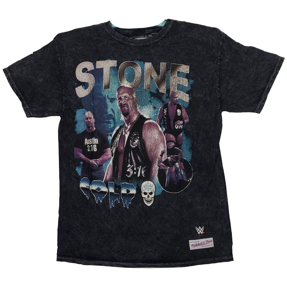 WWE Stone Cold Steve Austin Mitchell‎ & Ness Medium Shirt Acid Washed Black NWT